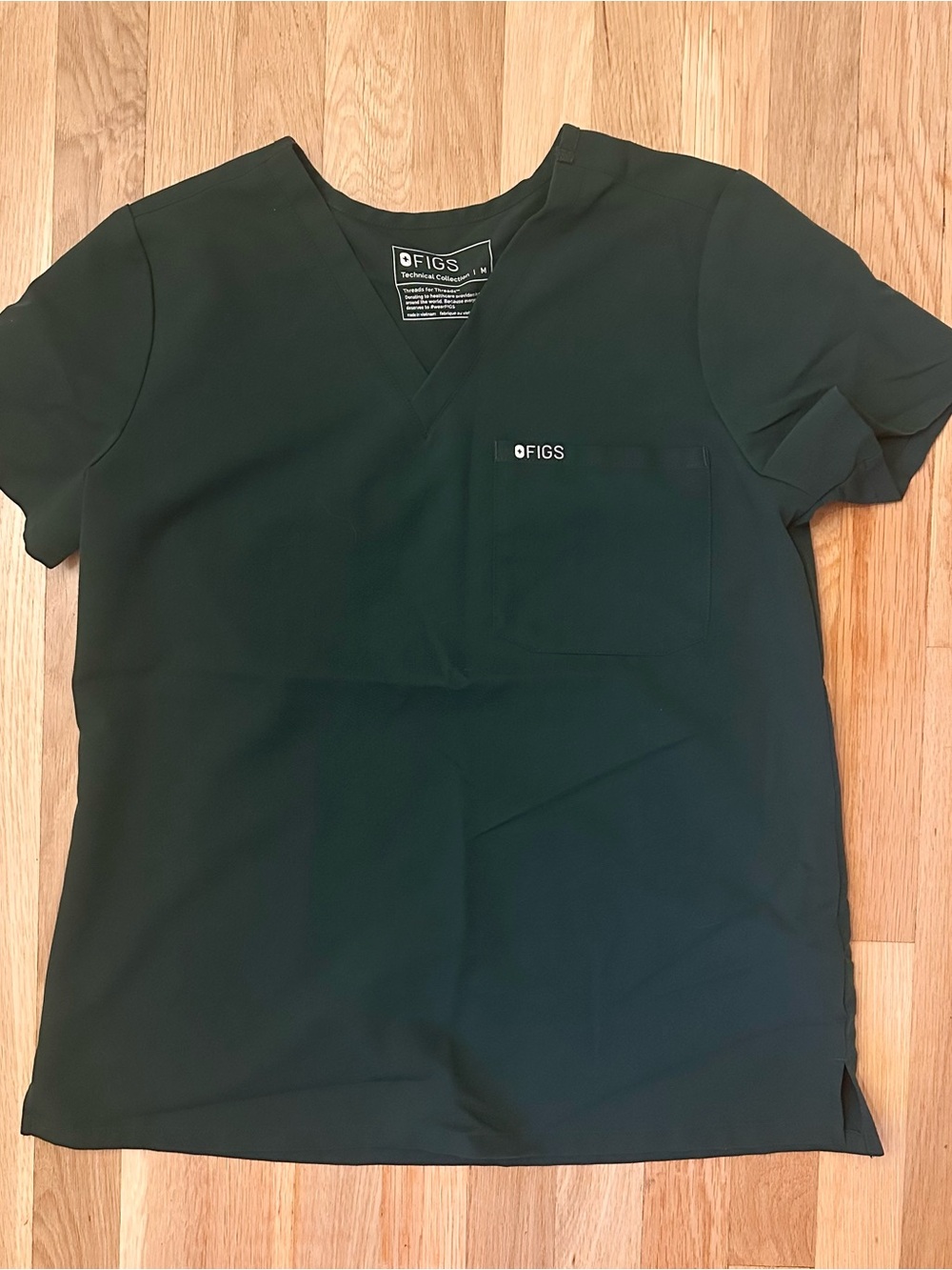 FIGS V-Neck Scrub Top - Dark Green